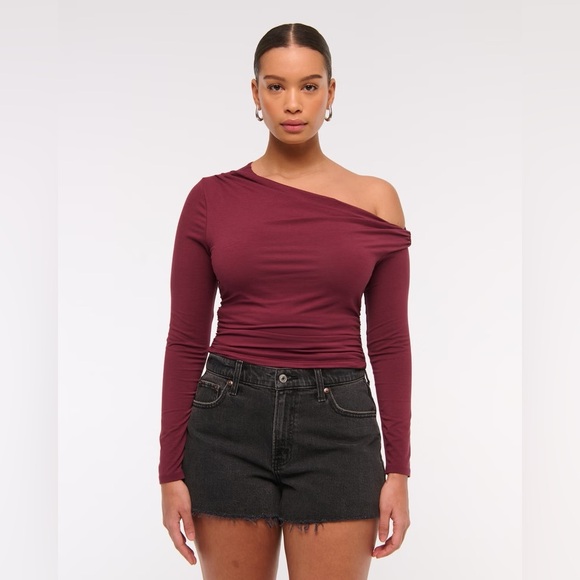 NWT Abercrombie & Fitch 90s Relaxed Cutoff Shorts Denim Curve Love 37/24 Plus SZ - Picture 2 of 12